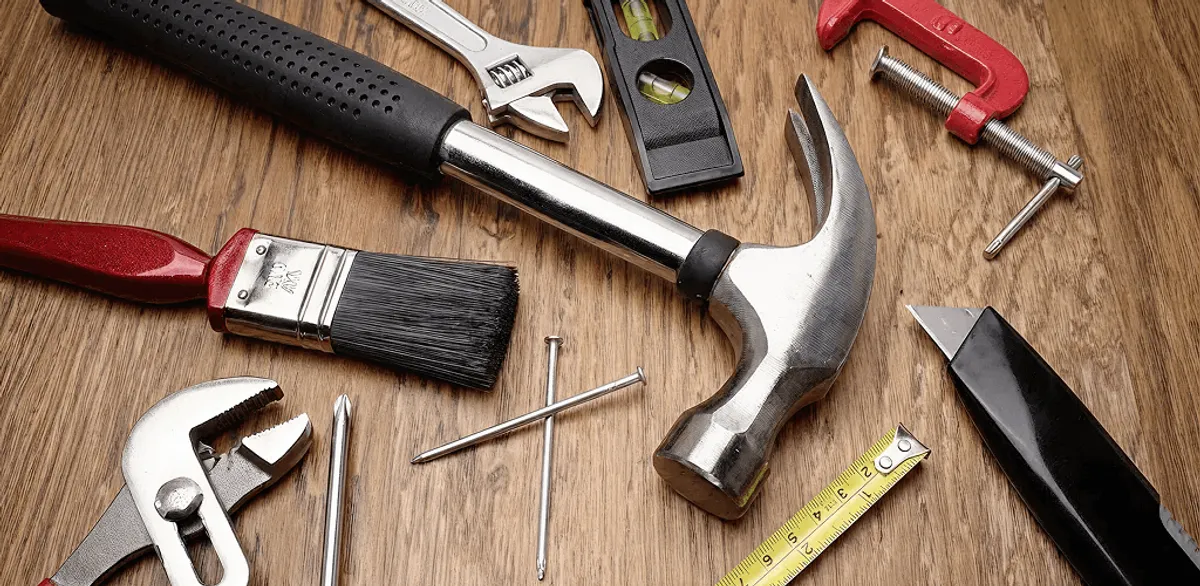 Handyman tools laid out for home repair and maintenance work in Aurora, CO